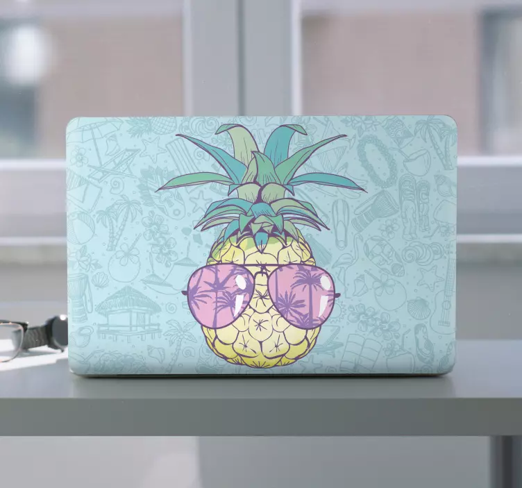 Laptop Aufkleber ananas mit brille - TenStickers