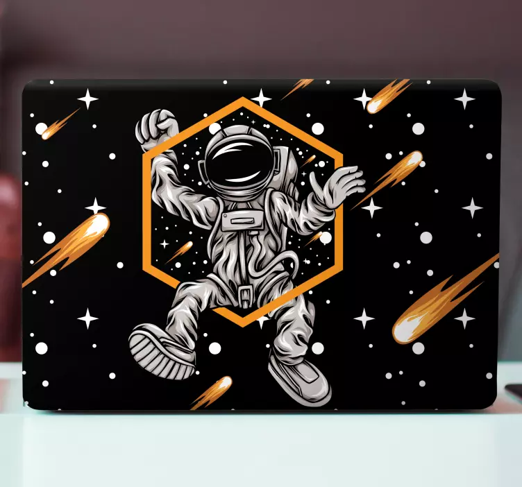 Laptop aufkleber astronaut im schwebenden kosmos - TenStickers