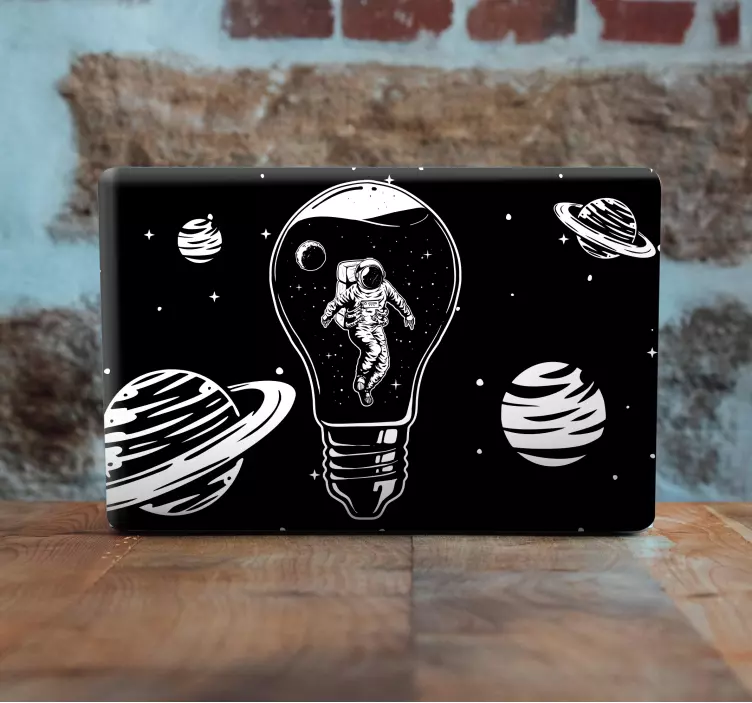 Laptop aufkleber astronauten glühbirne - TenStickers