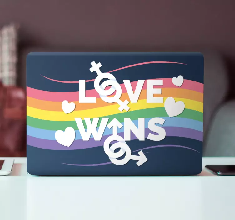 Laptop Aufkleber aussage zur liebe gewinnt - TenStickers