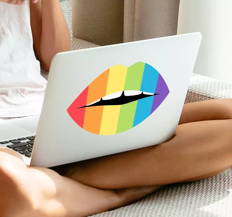 Laptop Aufkleber bunte lippen kunst - TenStickers