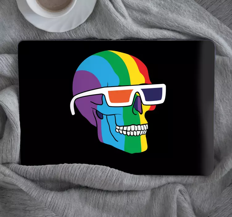 Laptop Aufkleber bunter totenkopfrahmen - TenStickers