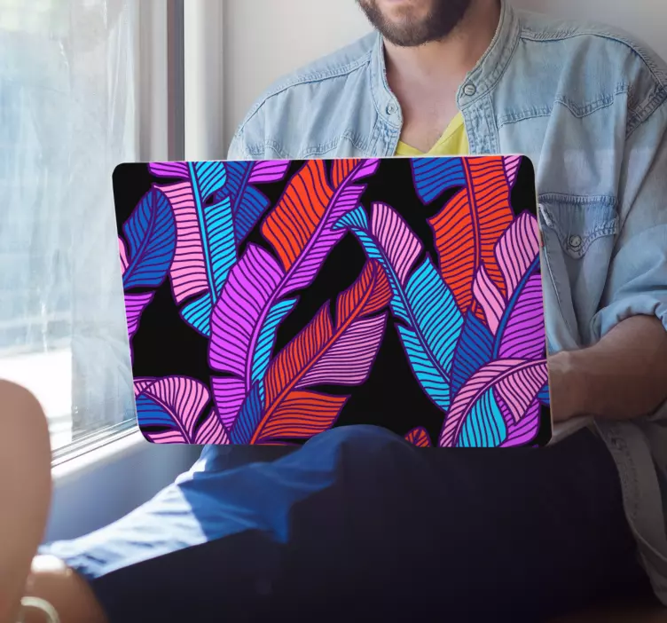 Laptop Aufkleber buntes blattmuster - TenStickers