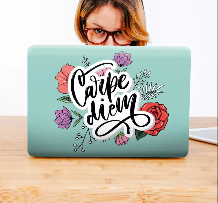 Laptop Aufkleber carpe diem blumen - TenStickers