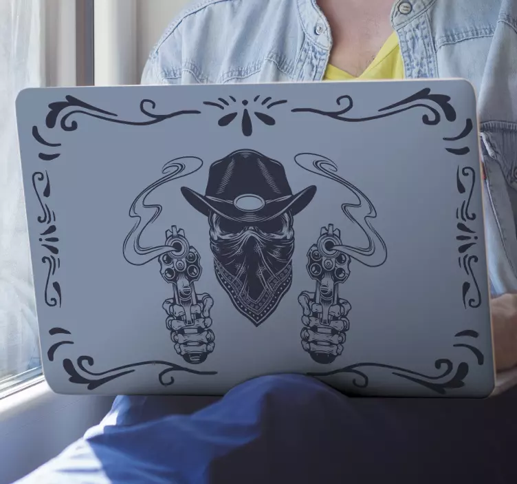 Laptop Aufkleber cowboy mit gewehren - TenStickers