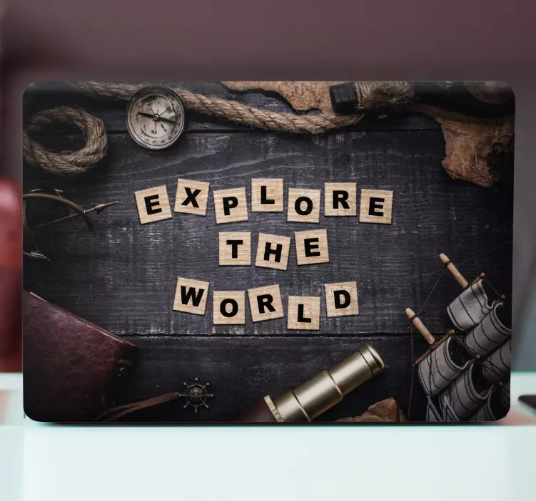 Laptop Aufkleber entdecke den globus - TenStickers