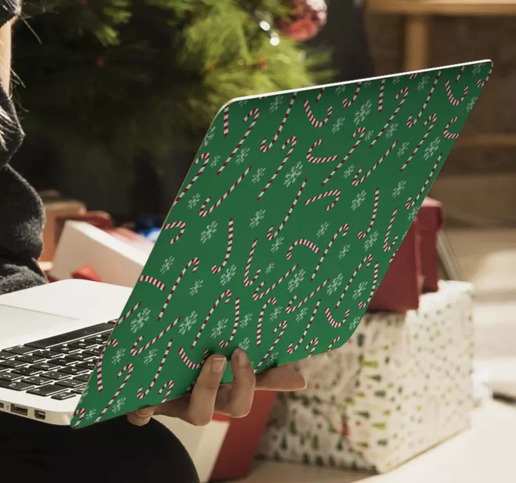 Laptop Aufkleber festliche zuckerstangen - TenStickers