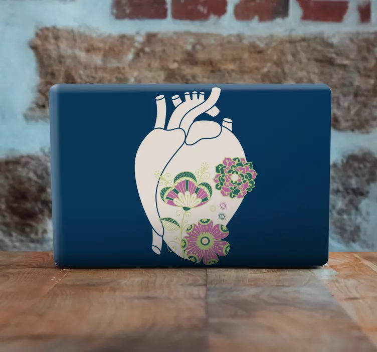 Laptop Aufkleber florales herzdesign - TenStickers