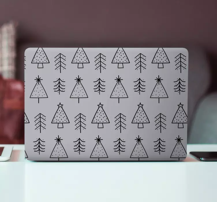 Weihnachtssticker mit gemusterten tannenbäumen - TenStickers