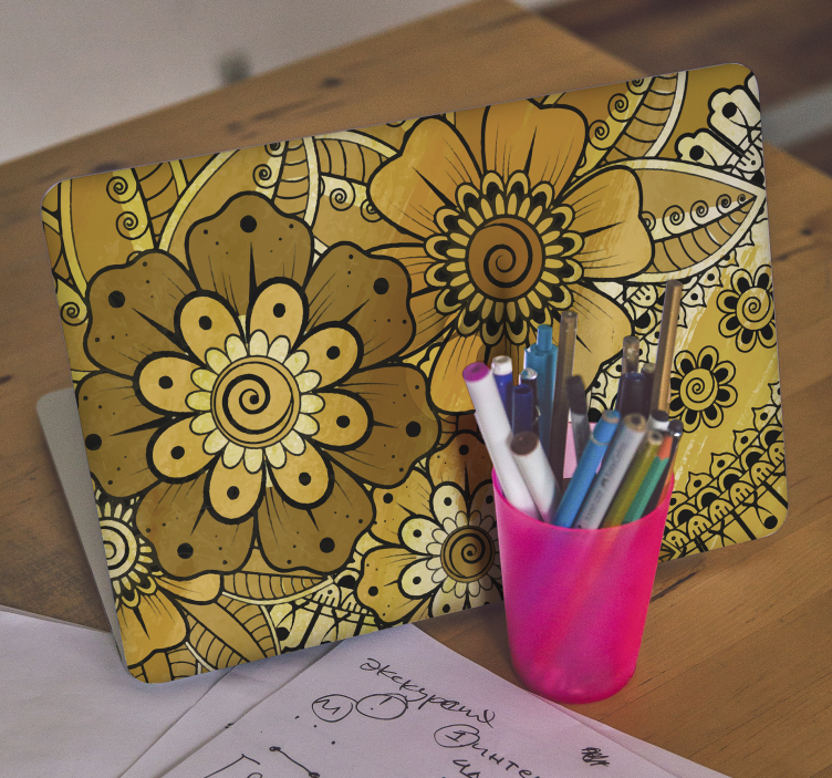 Laptop aufkleber heller botanischer druck - TenStickers