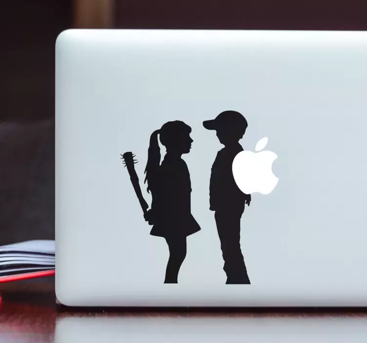 Laptop Aufkleber interaktion mit silhouetten in der kindheit - TenStickers