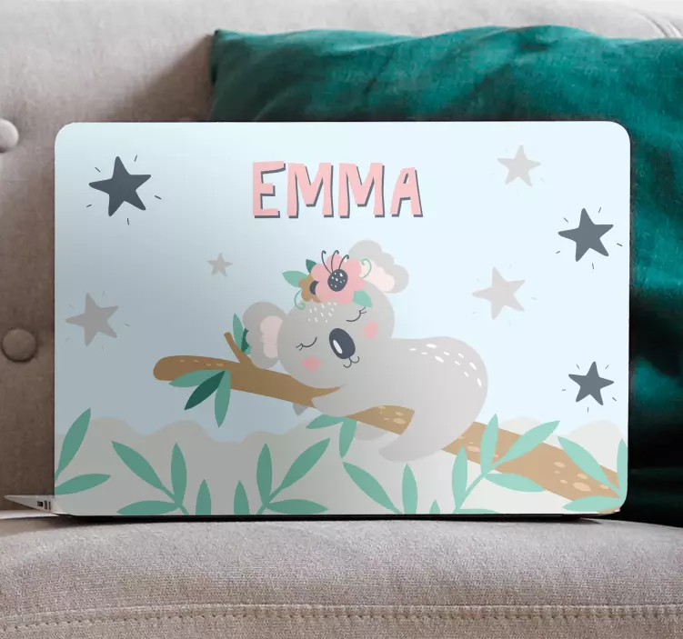 Laptop Aufkleber koala-blumendesign - TenStickers