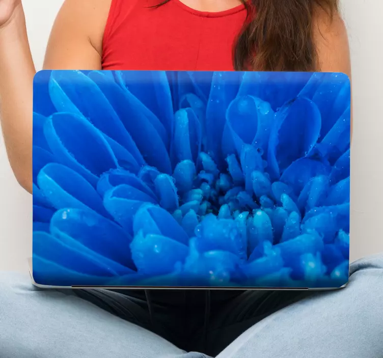 Laptop aufkleber leuchtende blaue blume - TenStickers
