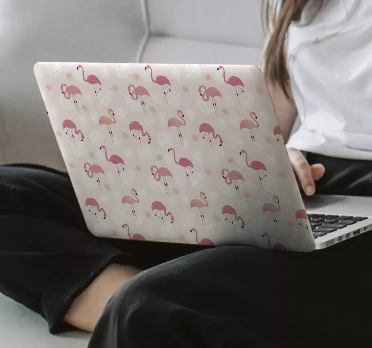 Laptop aufkleber mit charmantem flamingo-muster - TenStickers