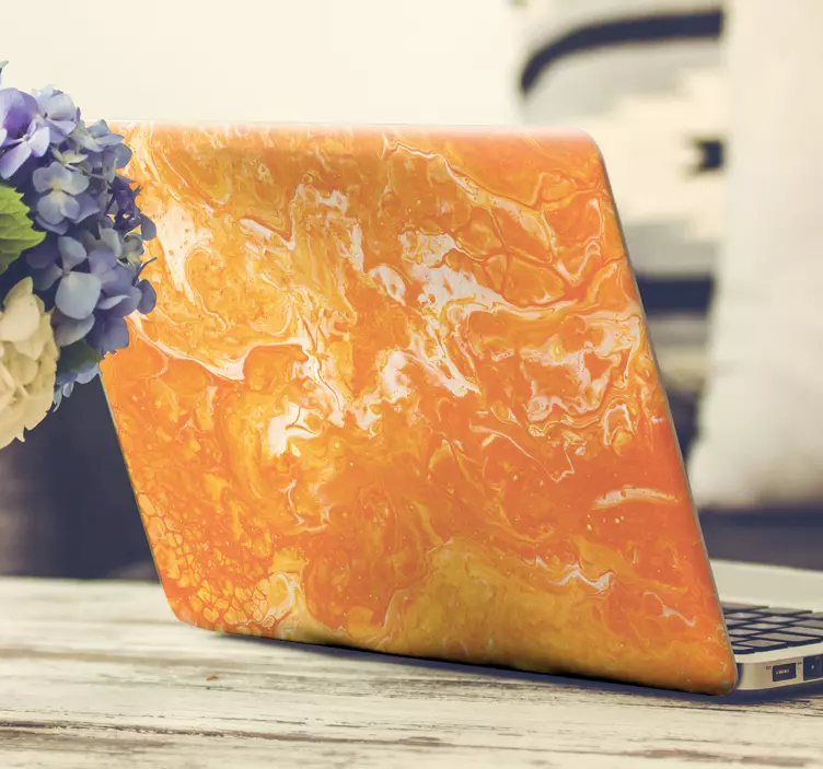 Laptop aufkleber mit kräftigem orangefarbenem muster - TenStickers