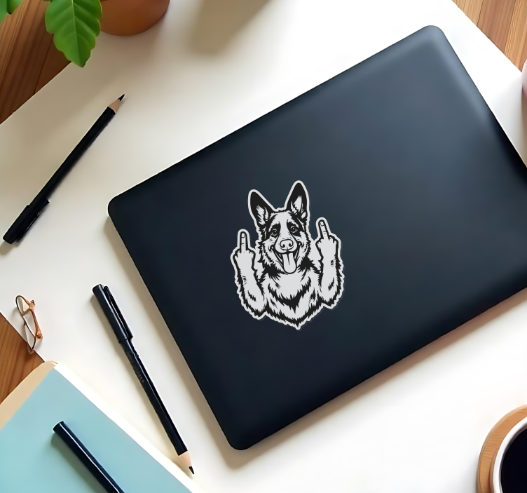 Laptop Aufkleber mittelfinger hund - TenStickers