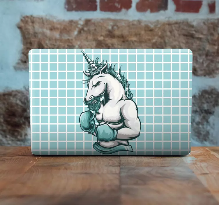 Laptop Aufkleber muskulöser einhorn-boxer - TenStickers