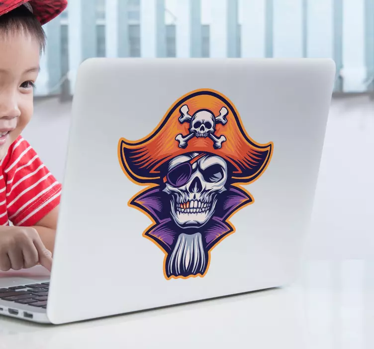 Laptop Aufkleber piratenschädelgesicht - TenStickers