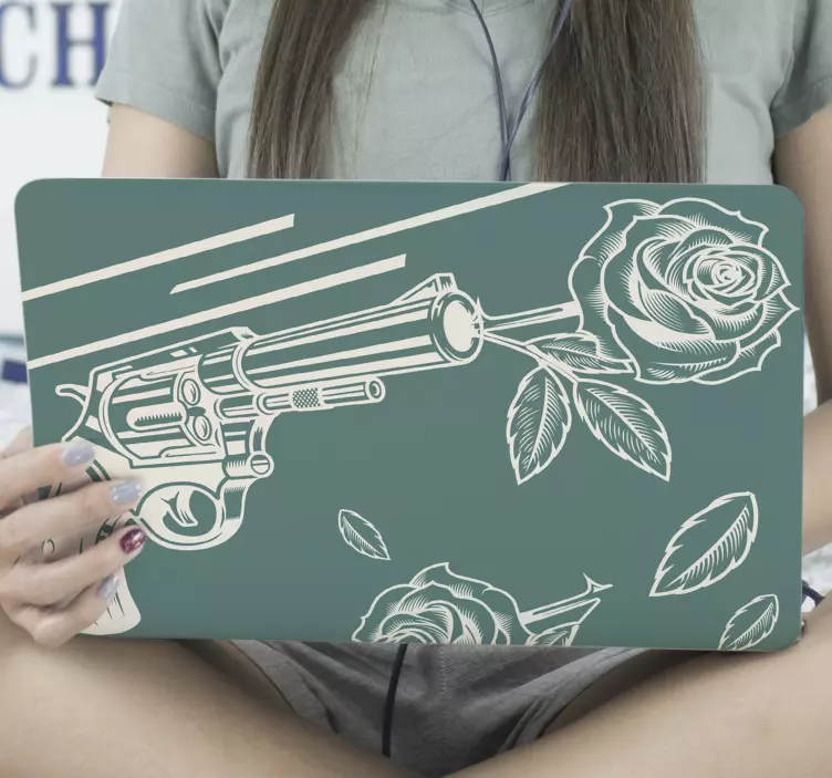 Laptop Aufkleber revolver rose kunst - TenStickers