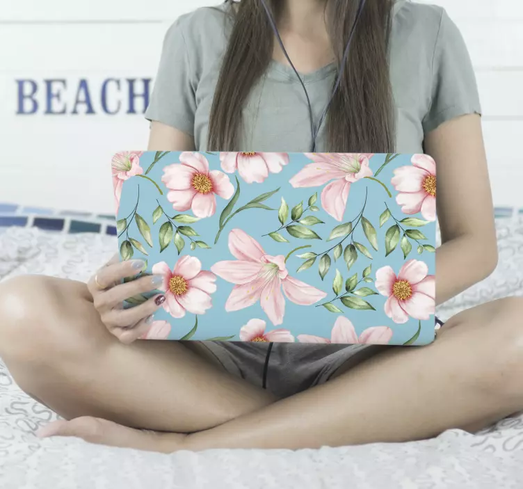 Laptop Aufkleber Romantisches Blumenmuster - TenStickers