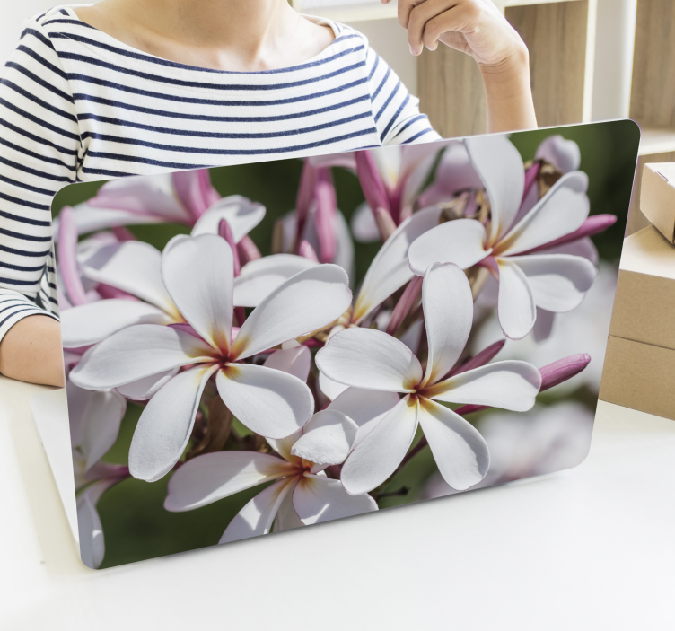 Laptop-Folie – rosa und weiße Blumen - TenStickers