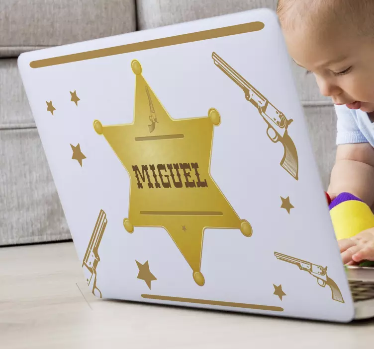 Laptop Aufkleber sheriffstern mit namen - TenStickers