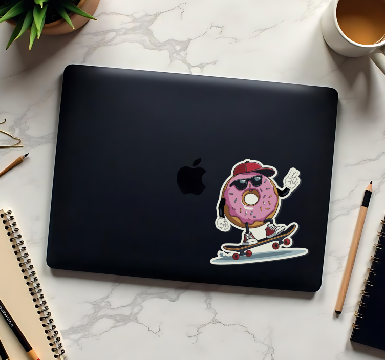 Laptop Aufkleber skater donat - TenStickers