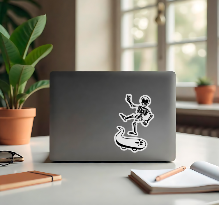 Laptop Aufkleber skater-skelett - TenStickers