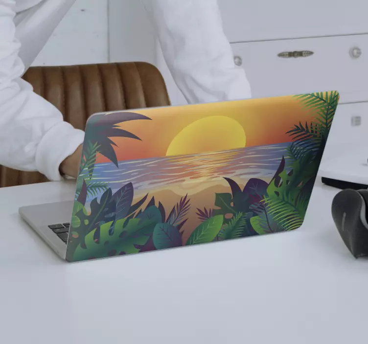 Laptop Aufkleber sonnenuntergang ozean szene - TenStickers