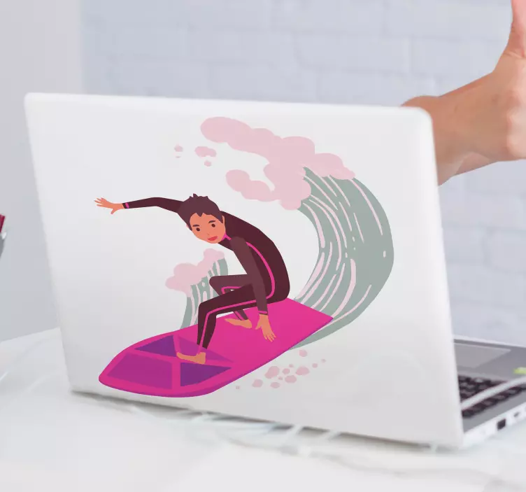 Laptop Aufkleber surf-cartoon-figur - TenStickers