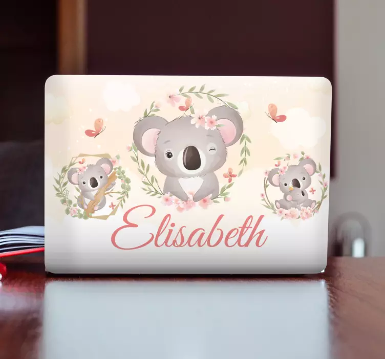 Laptop Aufkleber süße koala-familie - TenStickers