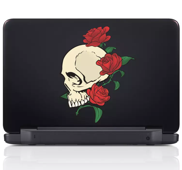 Laptop Sticker Totenkopf mit Rosen - TenStickers
