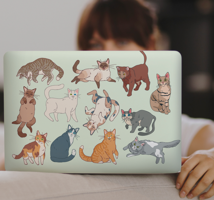 Laptop Aufkleber verschiedene animierte katzen - TenStickers