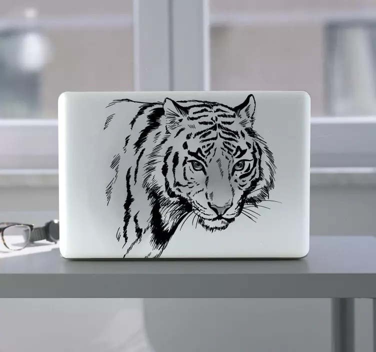 Laptop Aufkleber wildes tigerporträt - TenStickers