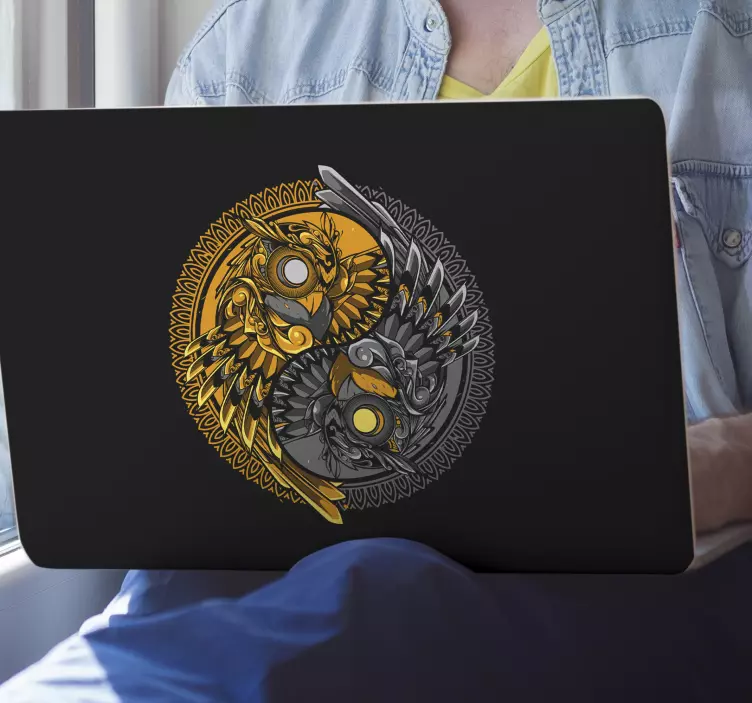 Laptop Aufkleber yin-yang-vögel - TenStickers