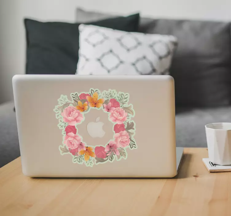 Laptop Aufkleber Blumenkranz Macbook - TenStickers