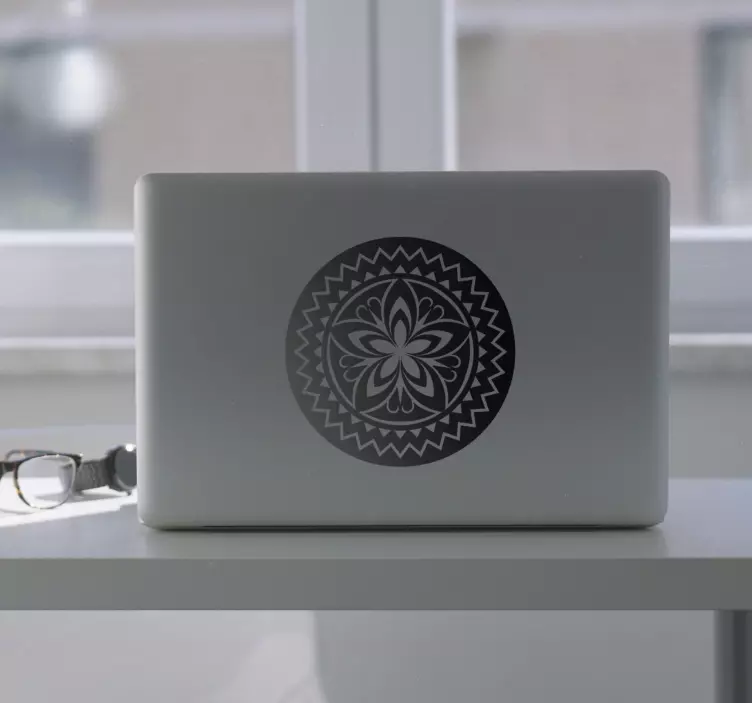 Laptop Aufkleber Monochromatisches Mandala - TenStickers