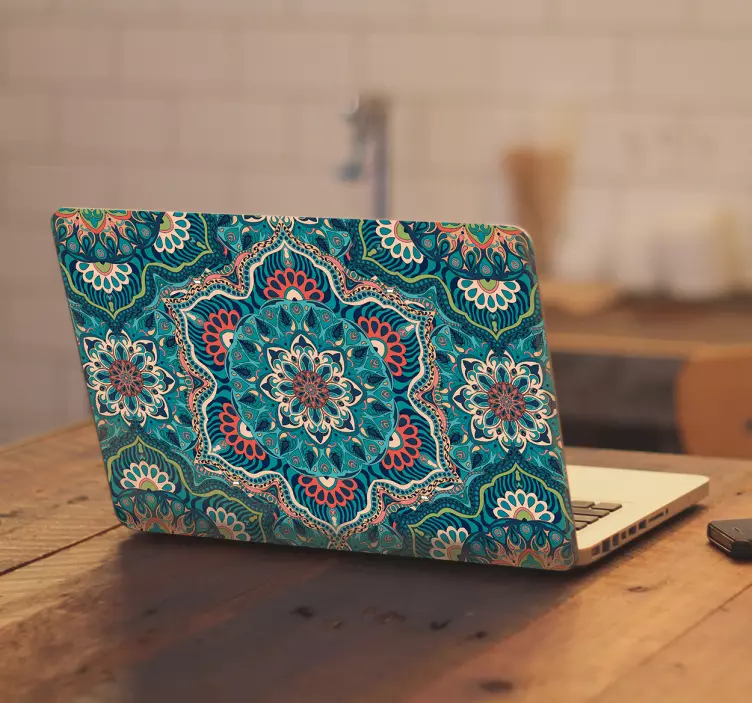Laptop Aufkleber blaues Mandala - TenStickers