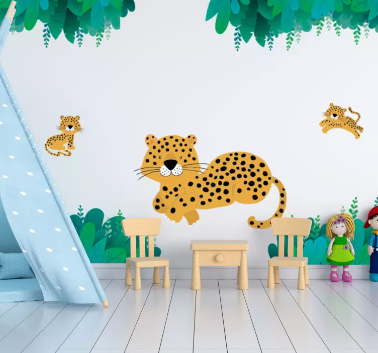 Leopard Mutter und Babys Wildtier Aufkleber - TenStickers