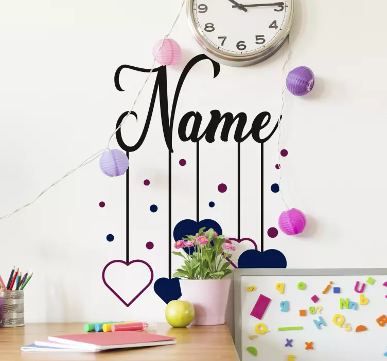 Liebe Sticker benutzerdefinierter name mit herzen - TenStickers