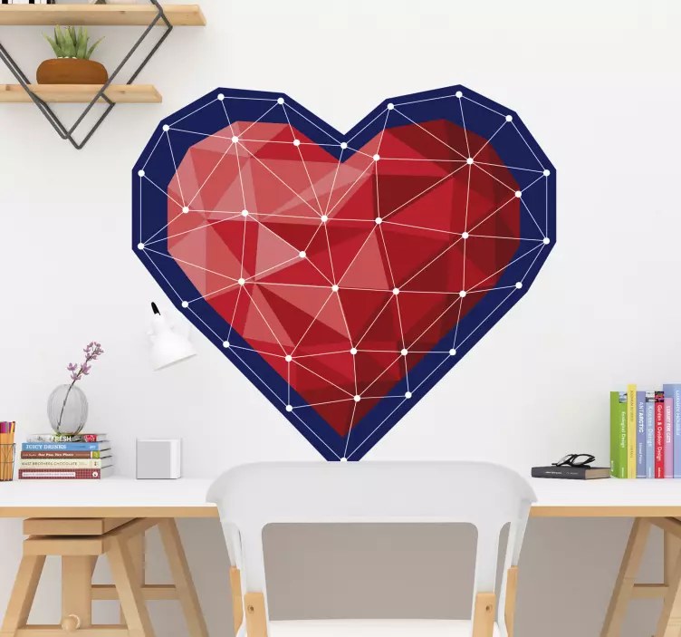 Liebe Sticker geometrisches rotes herz - TenStickers