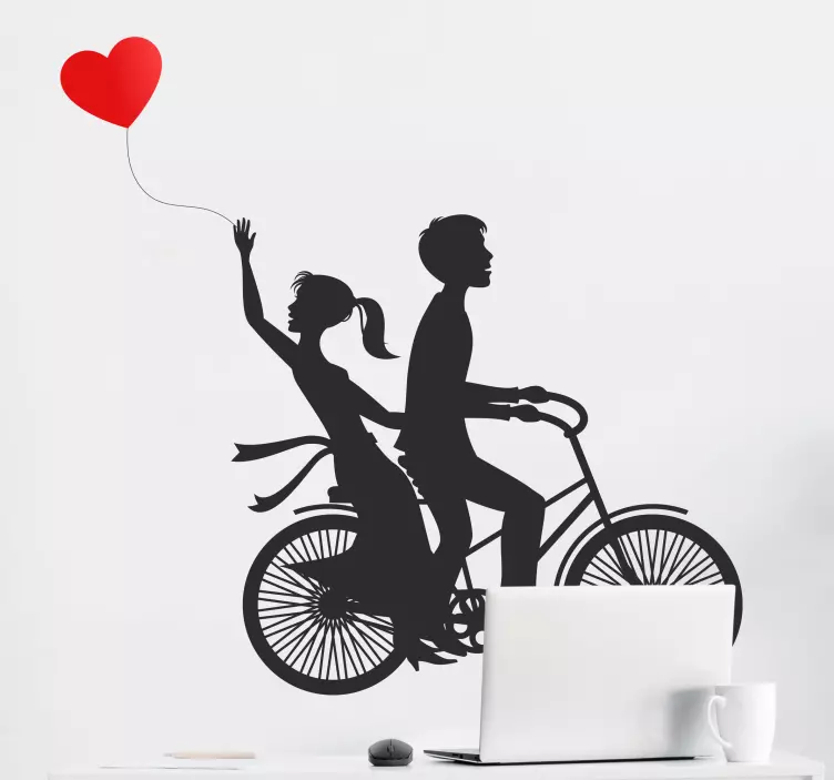 Liebe Sticker paar fahrrad fahren - TenStickers
