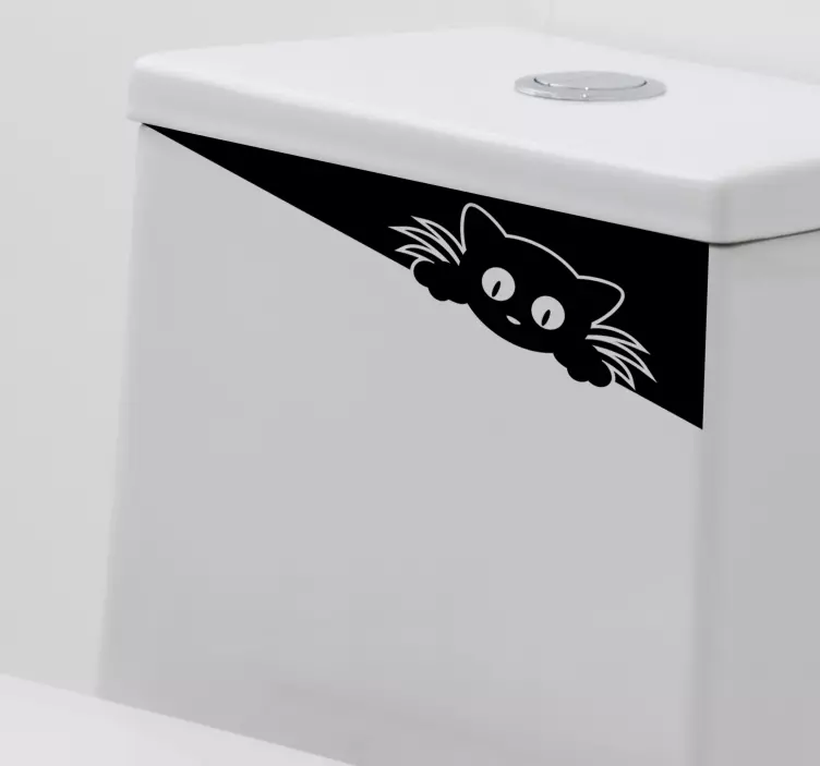 Lustige schiefe Katze Toilettenaufkleber - TenStickers