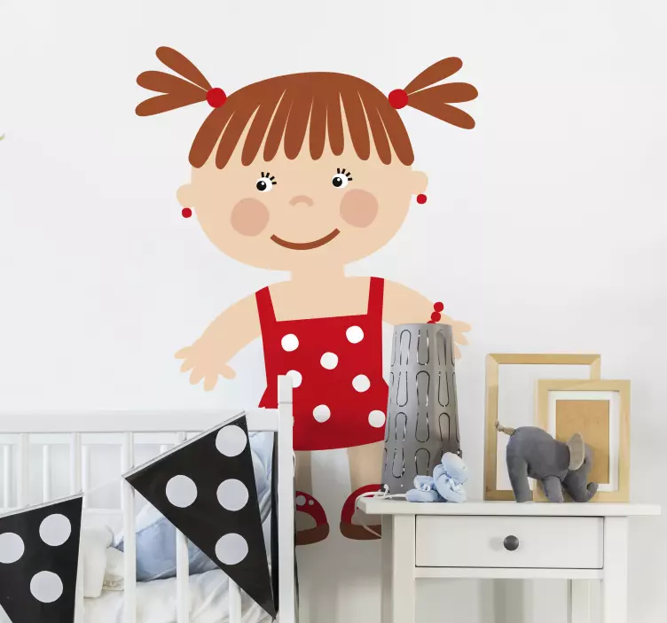 Mädel mit roter Kleidung Aufkleber - TenStickers