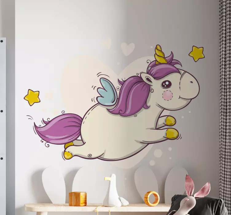 Wandtattoo Märchen Cartoon einhorn lila mähne und schwanz - TenStickers
