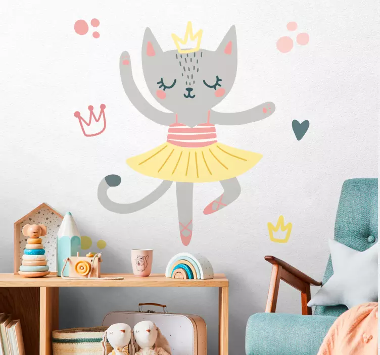 Wandtattoo Märchen Katze ballerina cartoon - TenStickers