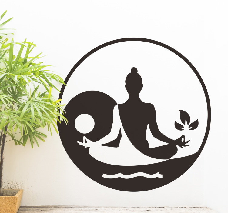 Wandtattoo Wohnzimmer meditierender Buddha - TenStickers