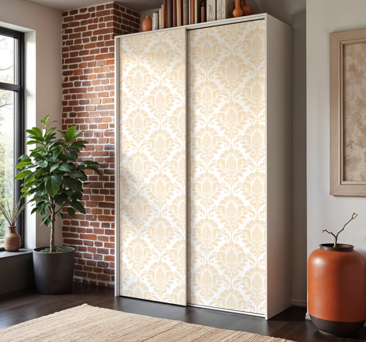 Schrankaufkleber beiges damastmuster - TenStickers