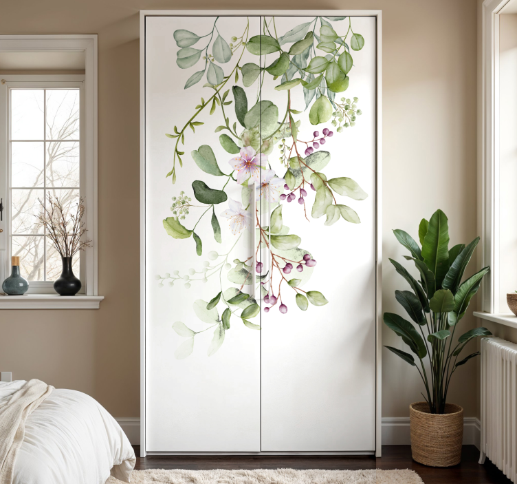 Schrankaufkleber blüten und blätter - TenStickers