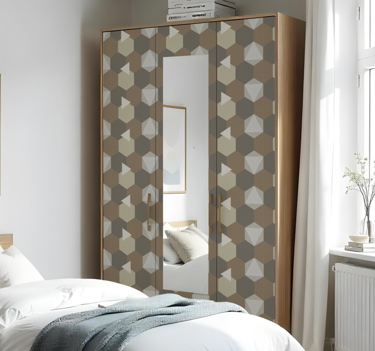 Schrankaufkleber braune sechsecke - TenStickers